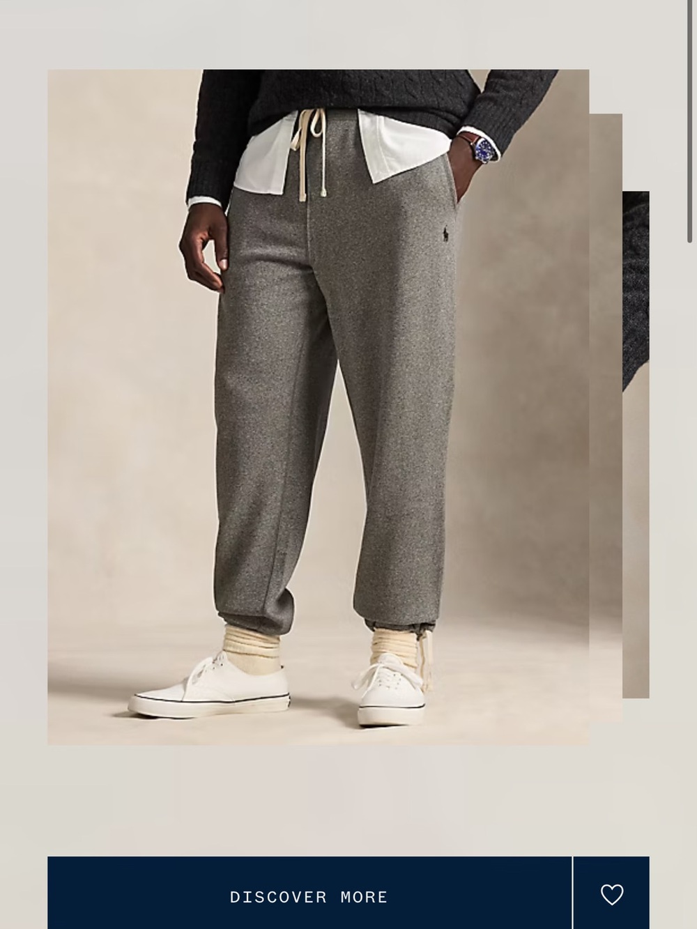 polo ralph lauren Men's Gray Knit Joggers with Drawstring Waist